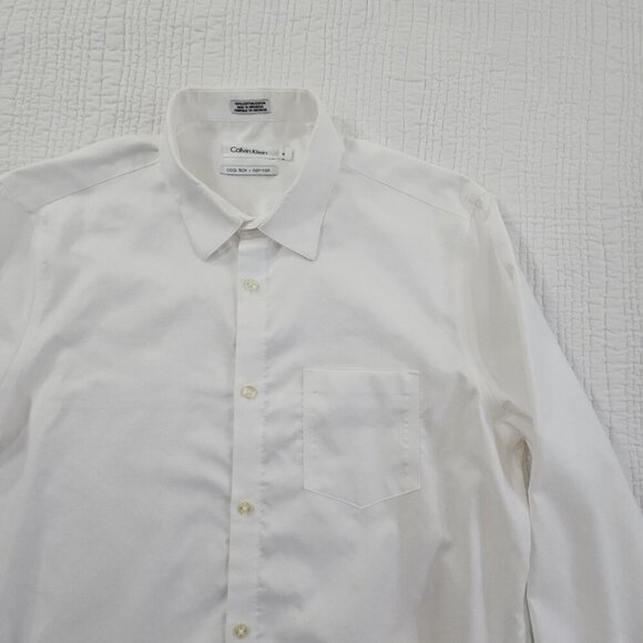 Calvin Klein Cool Tech Non Iron Shirt Men's M White Long Sleeve Button-Down EUC - Picture 6 of 15